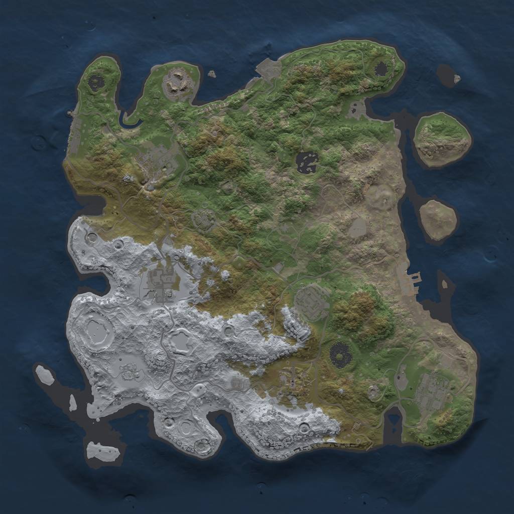 Rust Map: Procedural Map, Size: 3250, Seed: 42634925, 15 Monuments