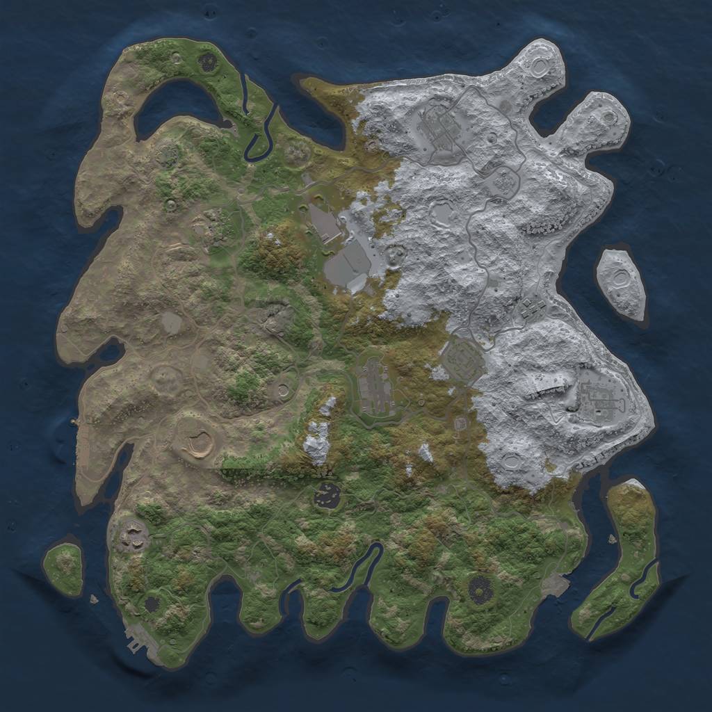 Rust Map: Procedural Map, Size: 4000, Seed: 1412053392, 18 Monuments