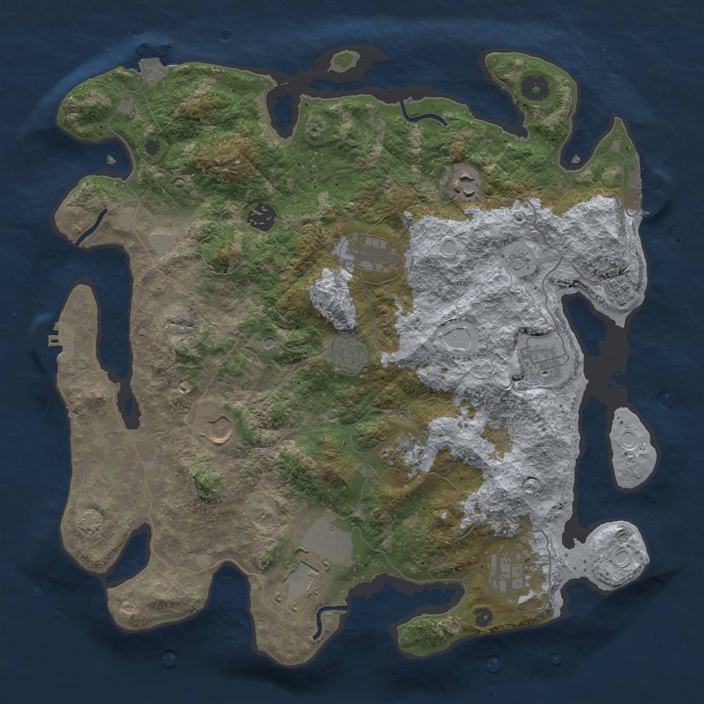 Rust Map: Procedural Map, Size: 3850, Seed: 1438596466, 18 Monuments