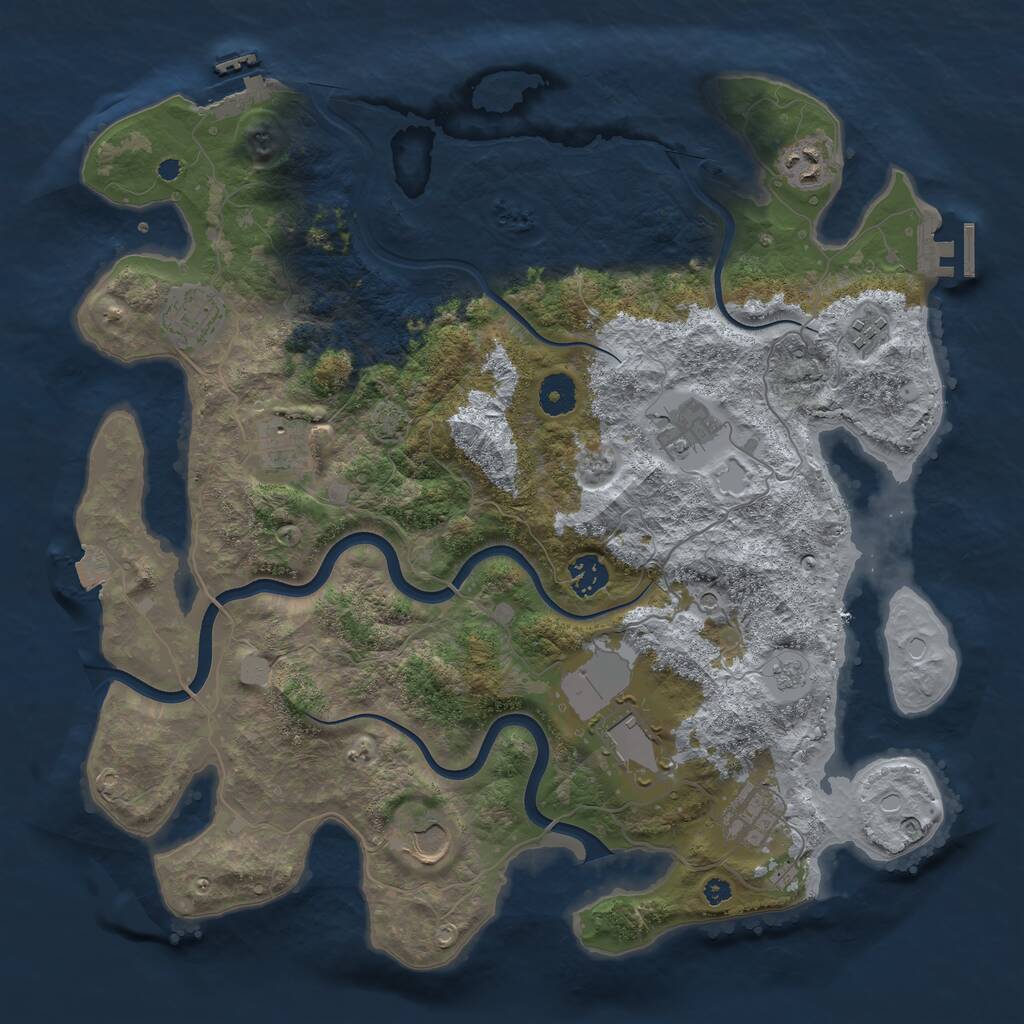 Rust Map: Procedural Map, Size: 3850, Seed: 1438596466, 15 Monuments