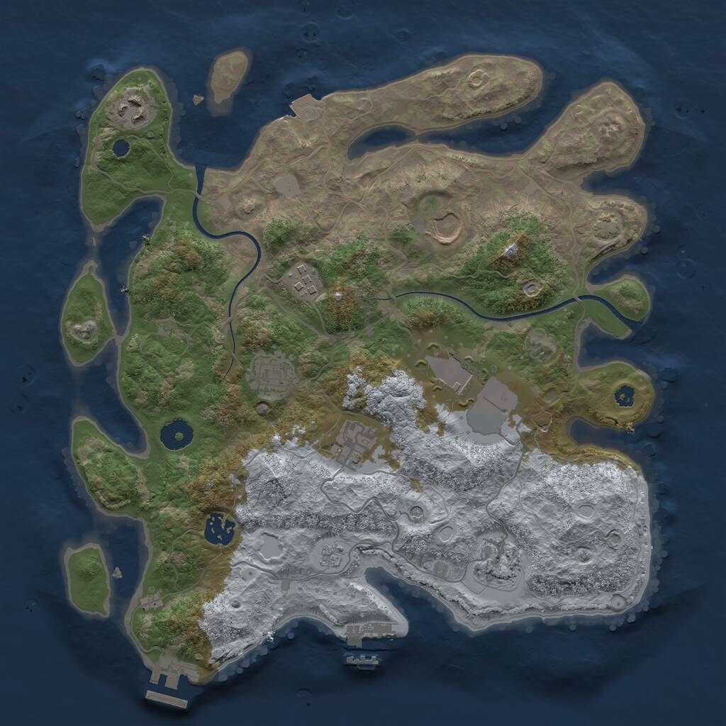 Rust Map: Procedural Map, Size: 3500, Seed: 213083238, 14 Monuments