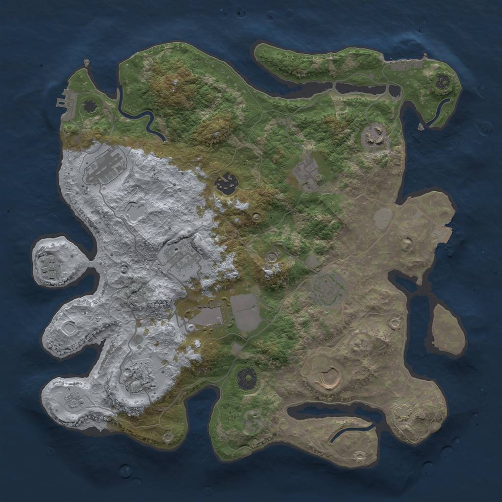 Rust Map: Procedural Map, Size: 3500, Seed: 656084871, 18 Monuments