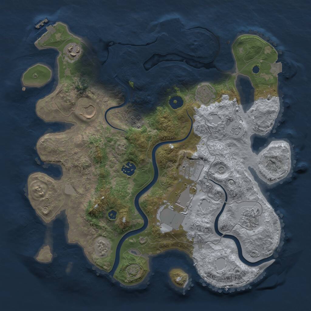 Rust Map: Procedural Map, Size: 3500, Seed: 462294021, 14 Monuments