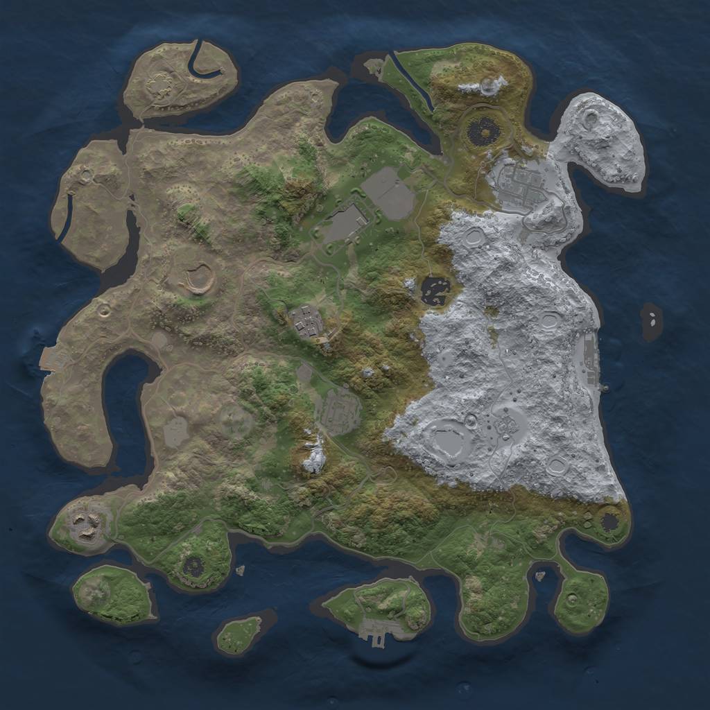 Rust Map: Procedural Map, Size: 3500, Seed: 35312035, 14 Monuments