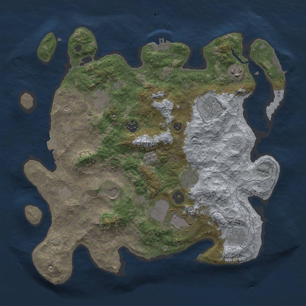 Rust Map: Procedural Map, Size: 3750, Seed: 110124, 17 Monuments
