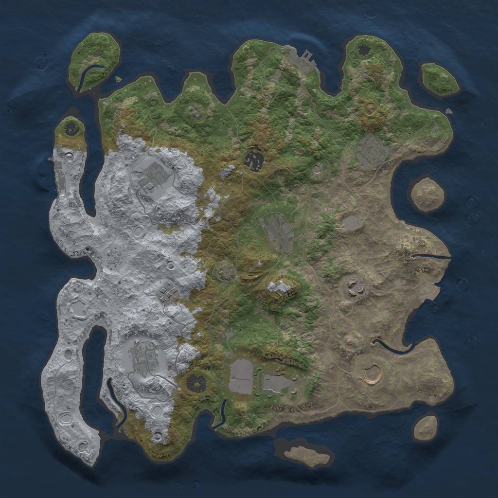 Rust Map: Procedural Map, Size: 3750, Seed: 832959590, 17 Monuments