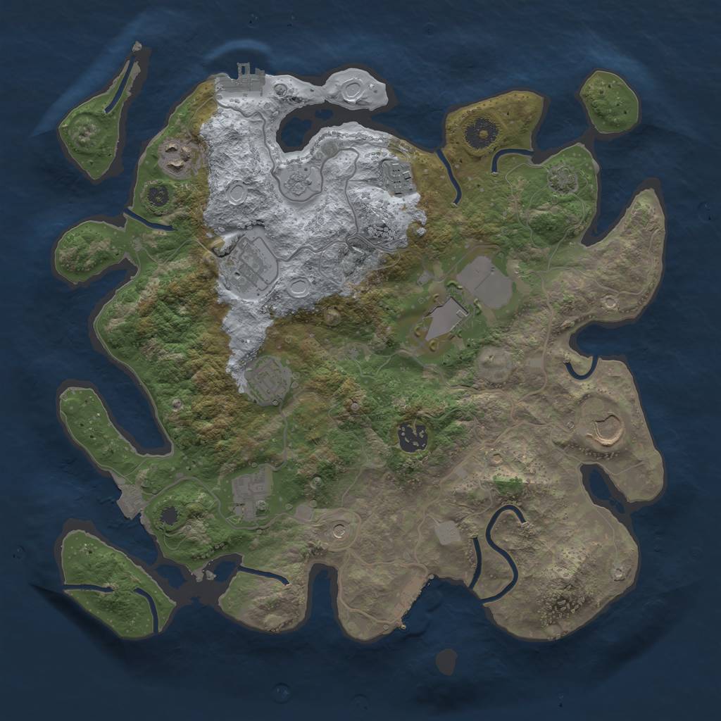 Rust Map: Procedural Map, Size: 3500, Seed: 1040379246, 16 Monuments
