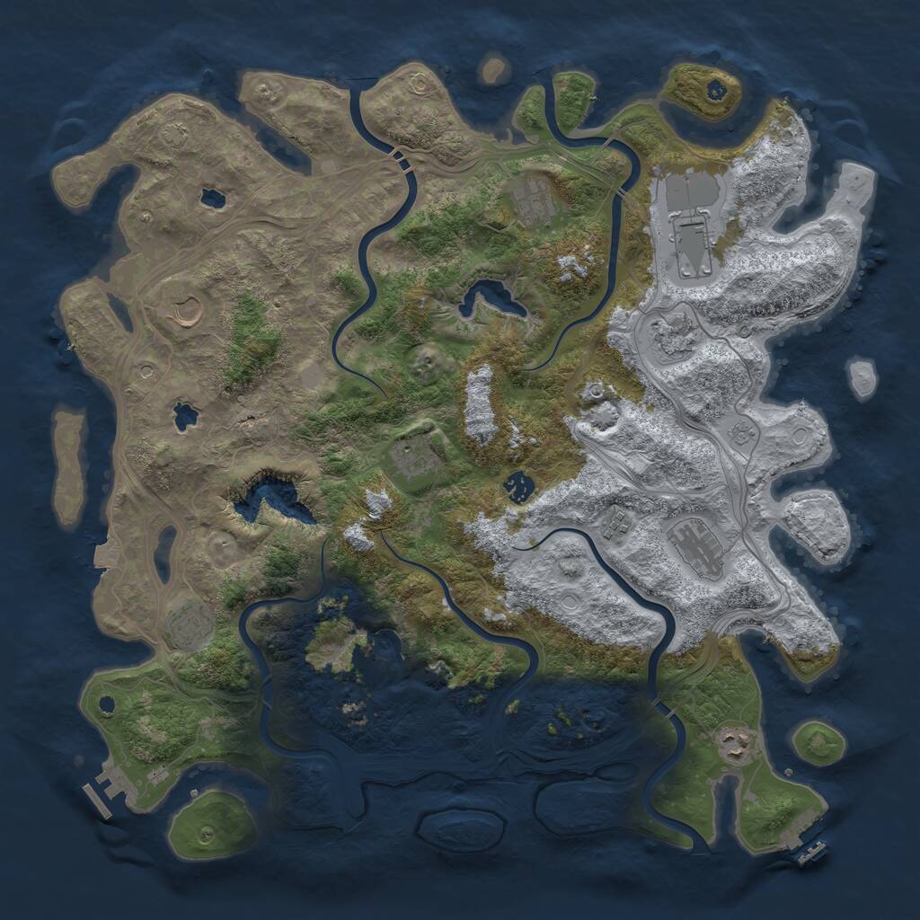 Rust Map: Procedural Map, Size: 4600, Seed: 160992273, 16 Monuments