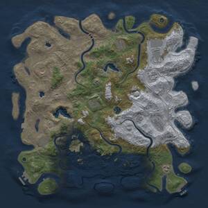 Thumbnail Rust Map: Procedural Map, Size: 4600, Seed: 160992273, 16 Monuments