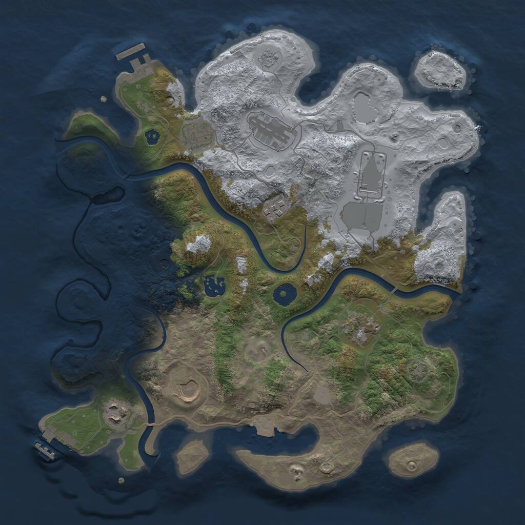 Rust Map: Procedural Map, Size: 3500, Seed: 1108333493, 14 Monuments