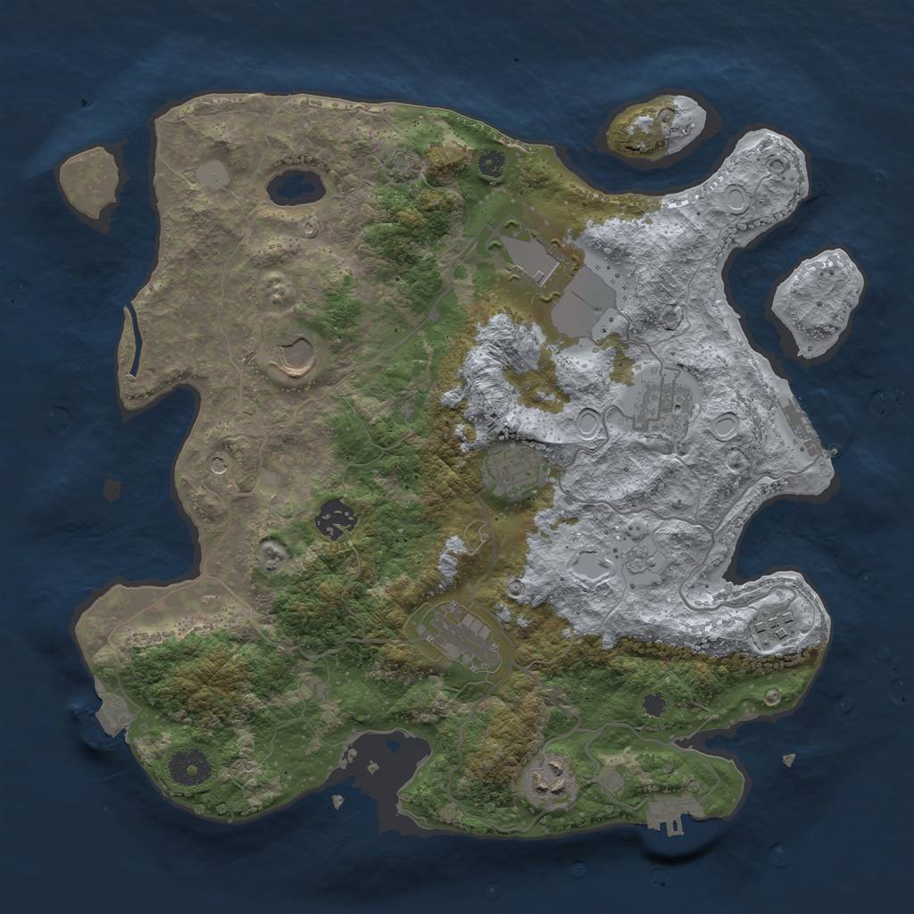 Rust Map: Procedural Map, Size: 3500, Seed: 1384206, 16 Monuments