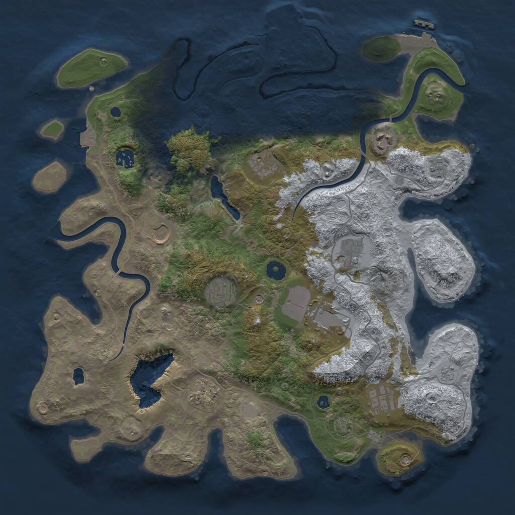 Rust Map: Procedural Map, Size: 4000, Seed: 127663393, 16 Monuments