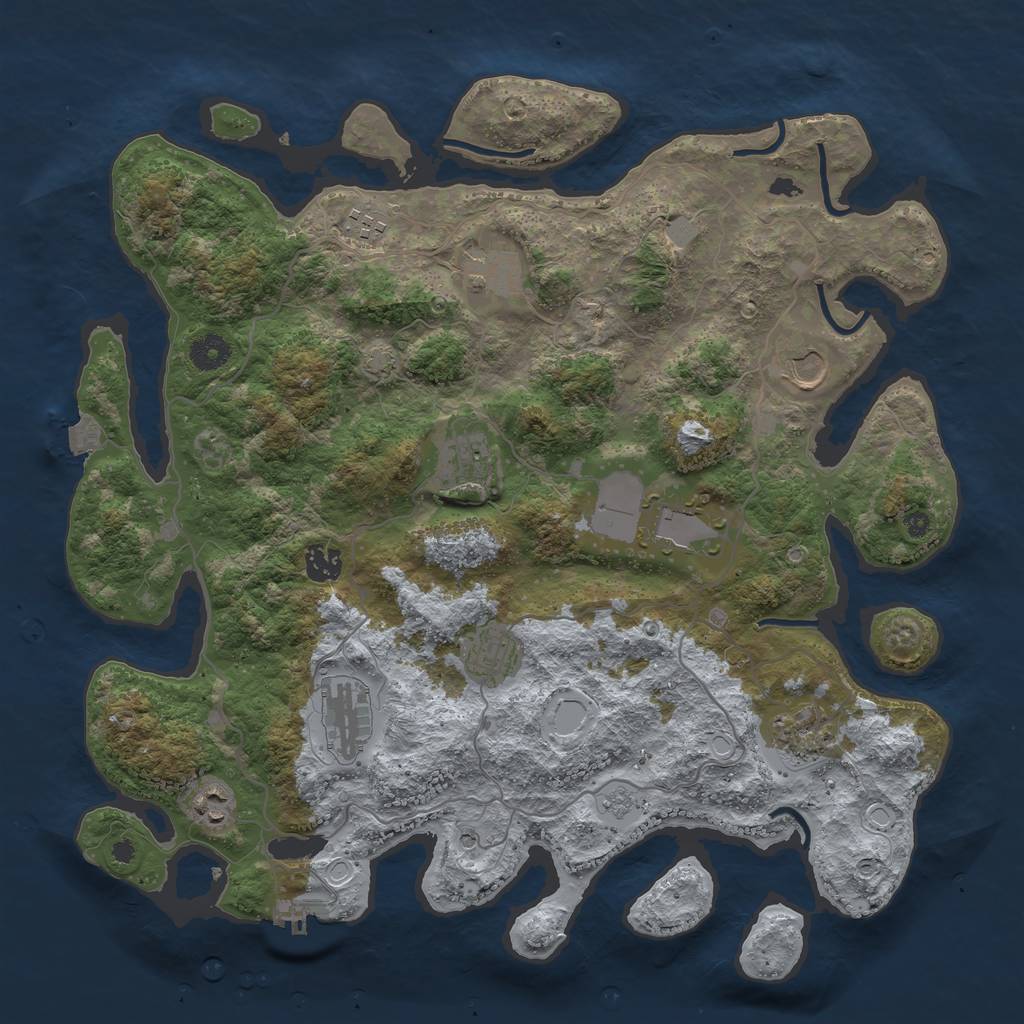 Rust Map: Procedural Map, Size: 4000, Seed: 857444501, 17 Monuments
