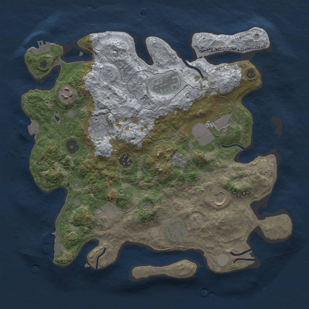 Rust Map: Procedural Map, Size: 3500, Seed: 1224115423, 17 Monuments