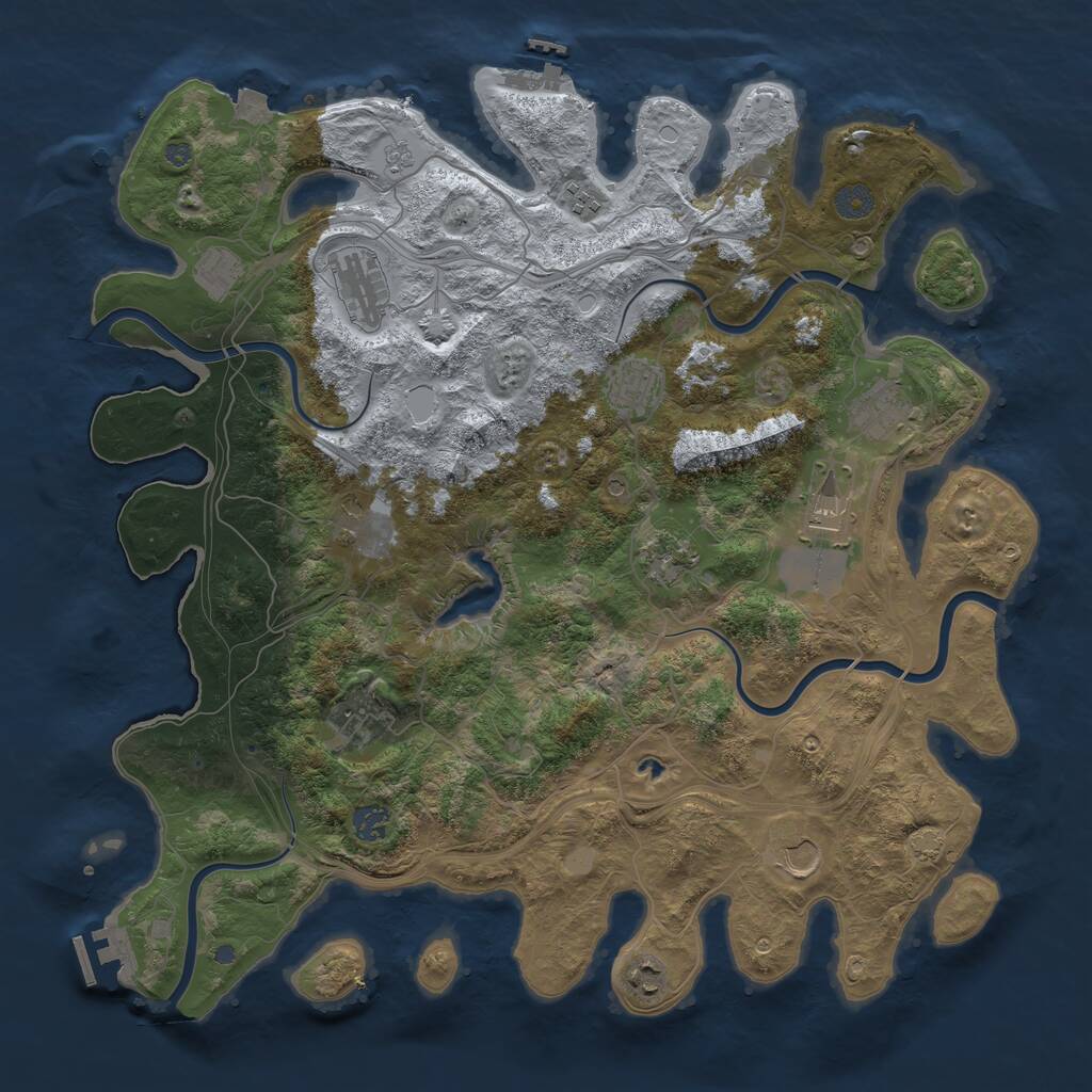 Rust Map: Procedural Map, Size: 4300, Seed: 68977799, 17 Monuments