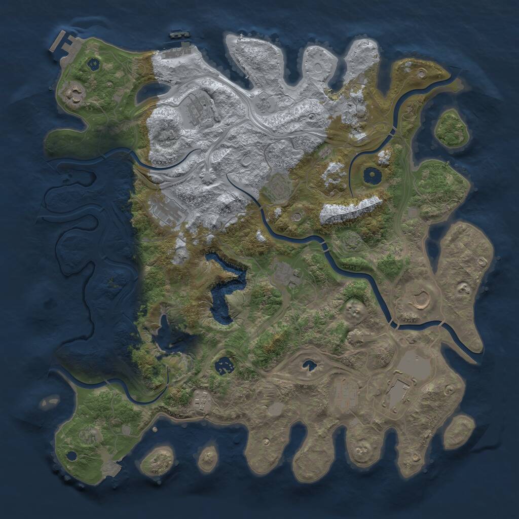 Rust Map: Procedural Map, Size: 4300, Seed: 68977799, 17 Monuments