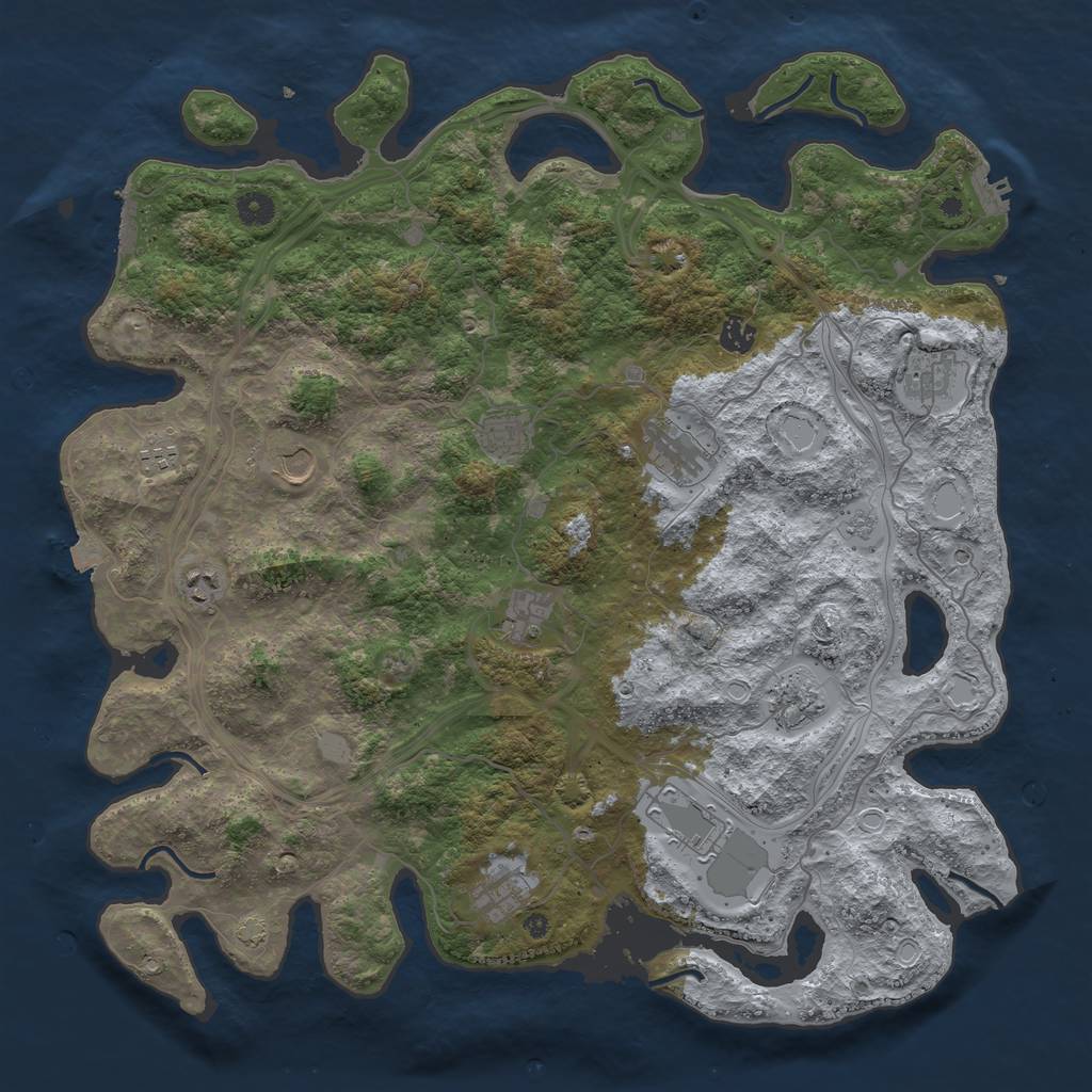 Rust Map: Procedural Map, Size: 4500, Seed: 1910213537, 19 Monuments