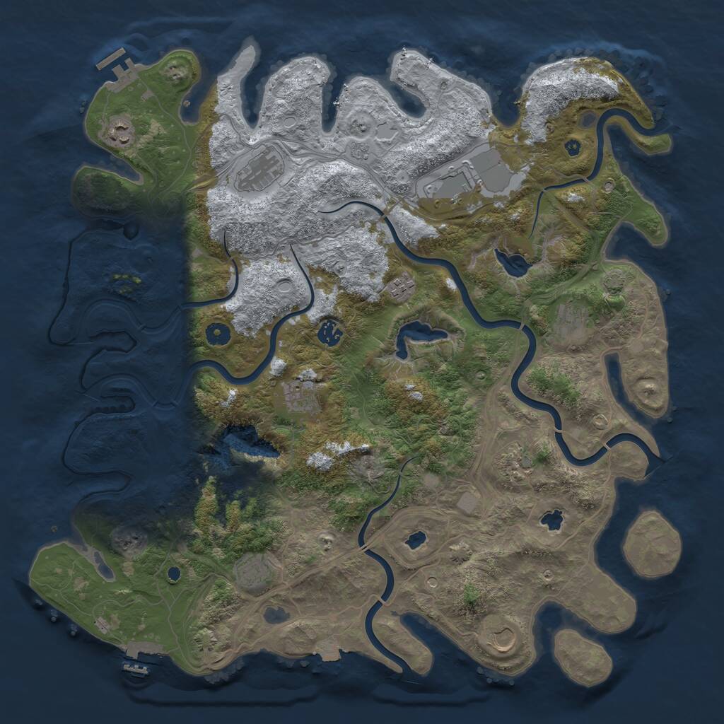 Rust Map: Procedural Map, Size: 4500, Seed: 6236123, 16 Monuments