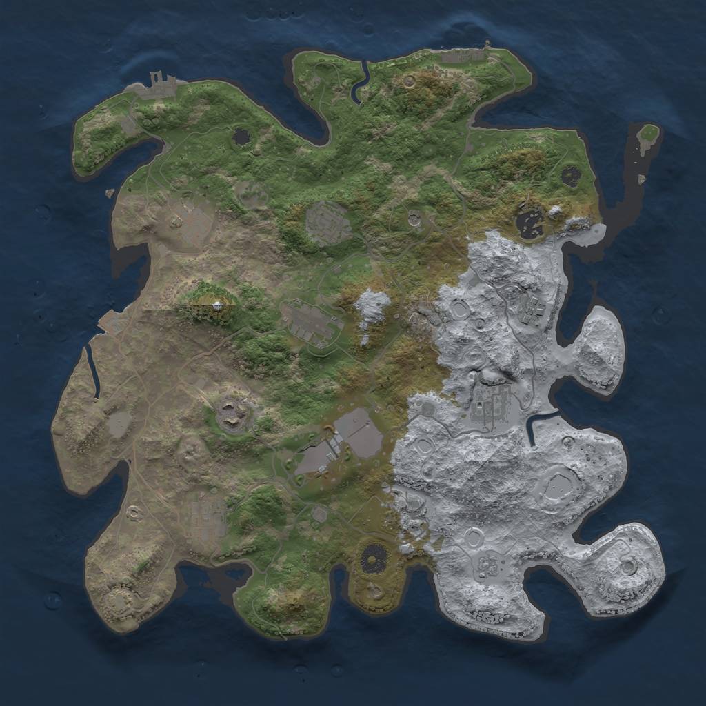 Rust Map: Procedural Map, Size: 3700, Seed: 863429197, 18 Monuments