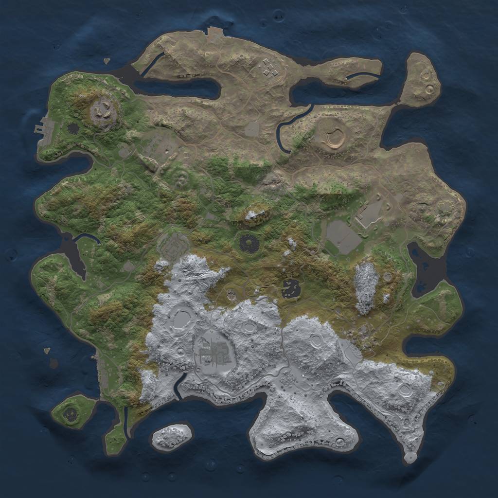 Rust Map: Procedural Map, Size: 3750, Seed: 635064315, 17 Monuments