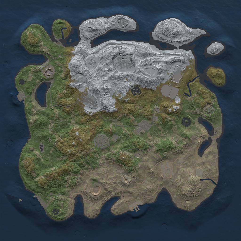 Rust Map: Procedural Map, Size: 3750, Seed: 77887834, 18 Monuments