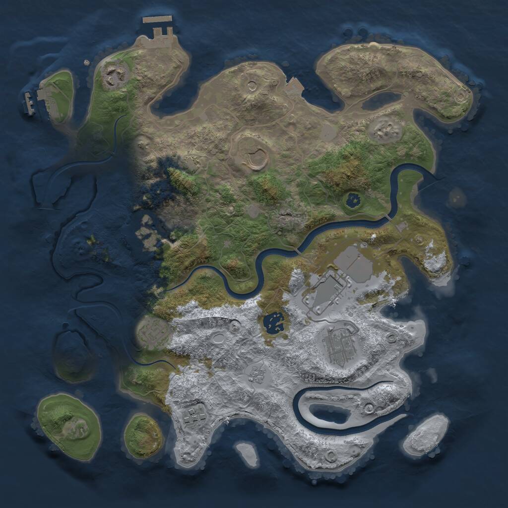 Rust Map: Procedural Map, Size: 3500, Seed: 2090982590, 14 Monuments