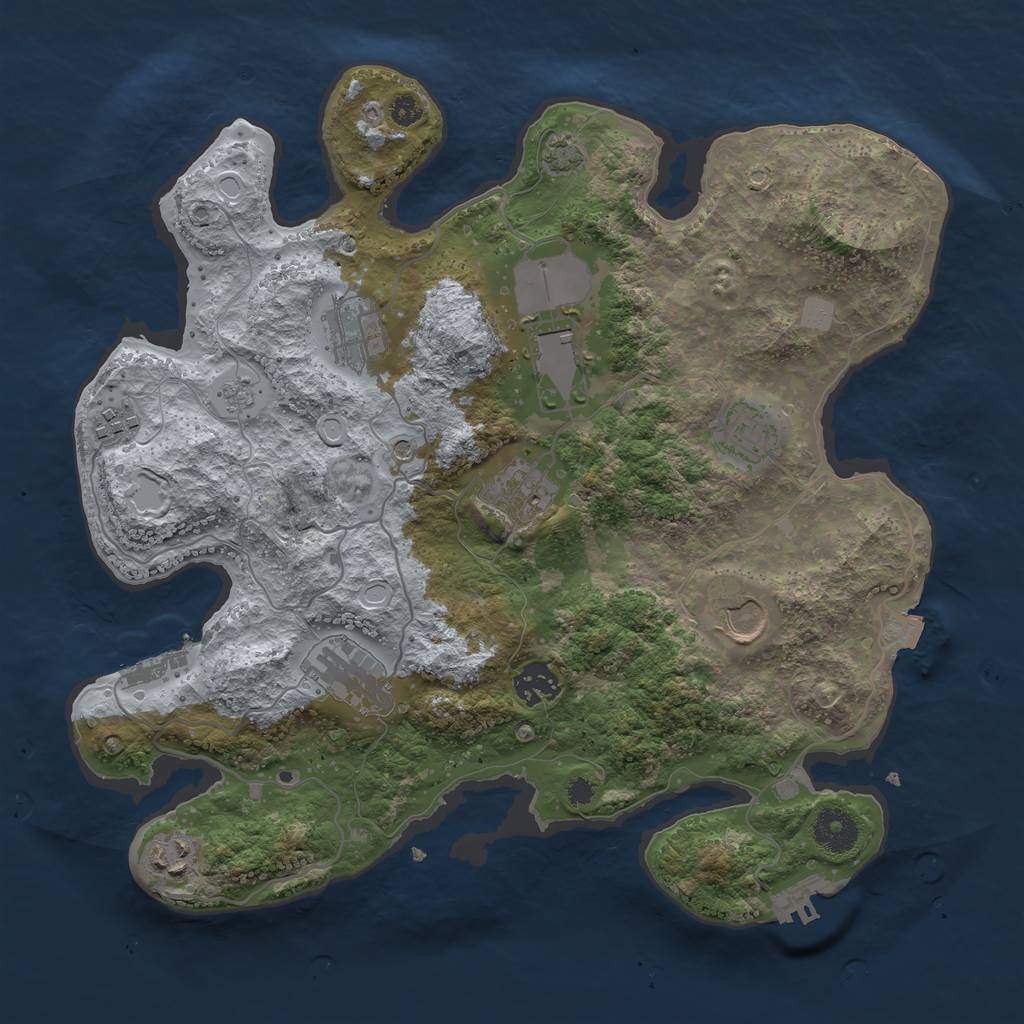 Rust Map: Procedural Map, Size: 3500, Seed: 1381142078, 17 Monuments