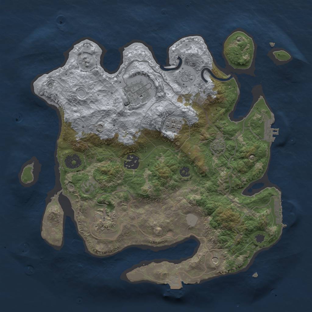 Rust Map: Procedural Map, Size: 3000, Seed: 1230773633, 12 Monuments