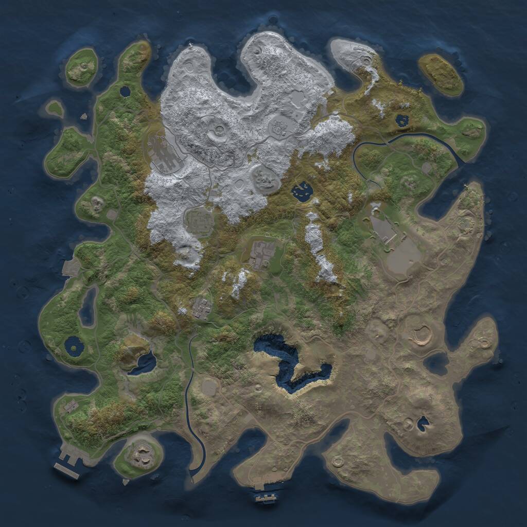 Rust Map: Procedural Map, Size: 4000, Seed: 4139705, 14 Monuments