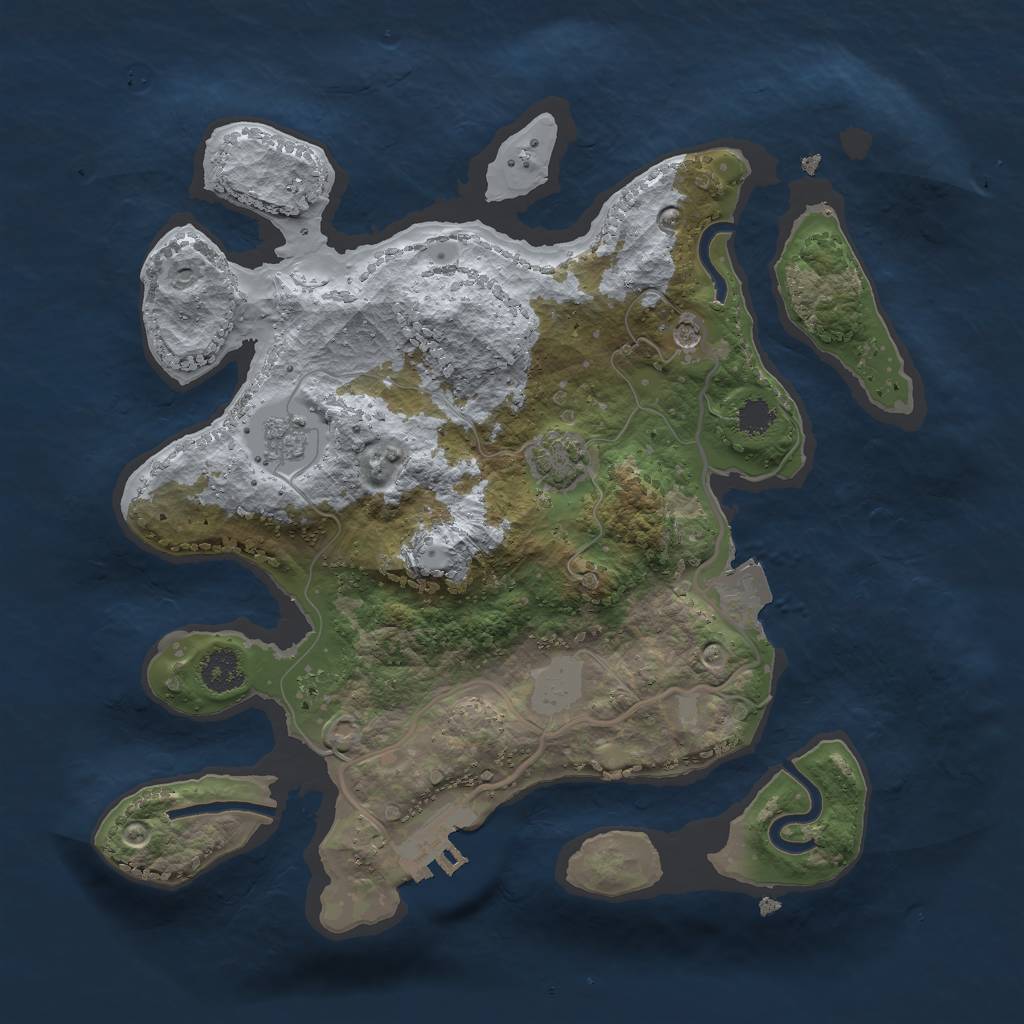 Rust Map: Procedural Map, Size: 2500, Seed: 882167128, 7 Monuments