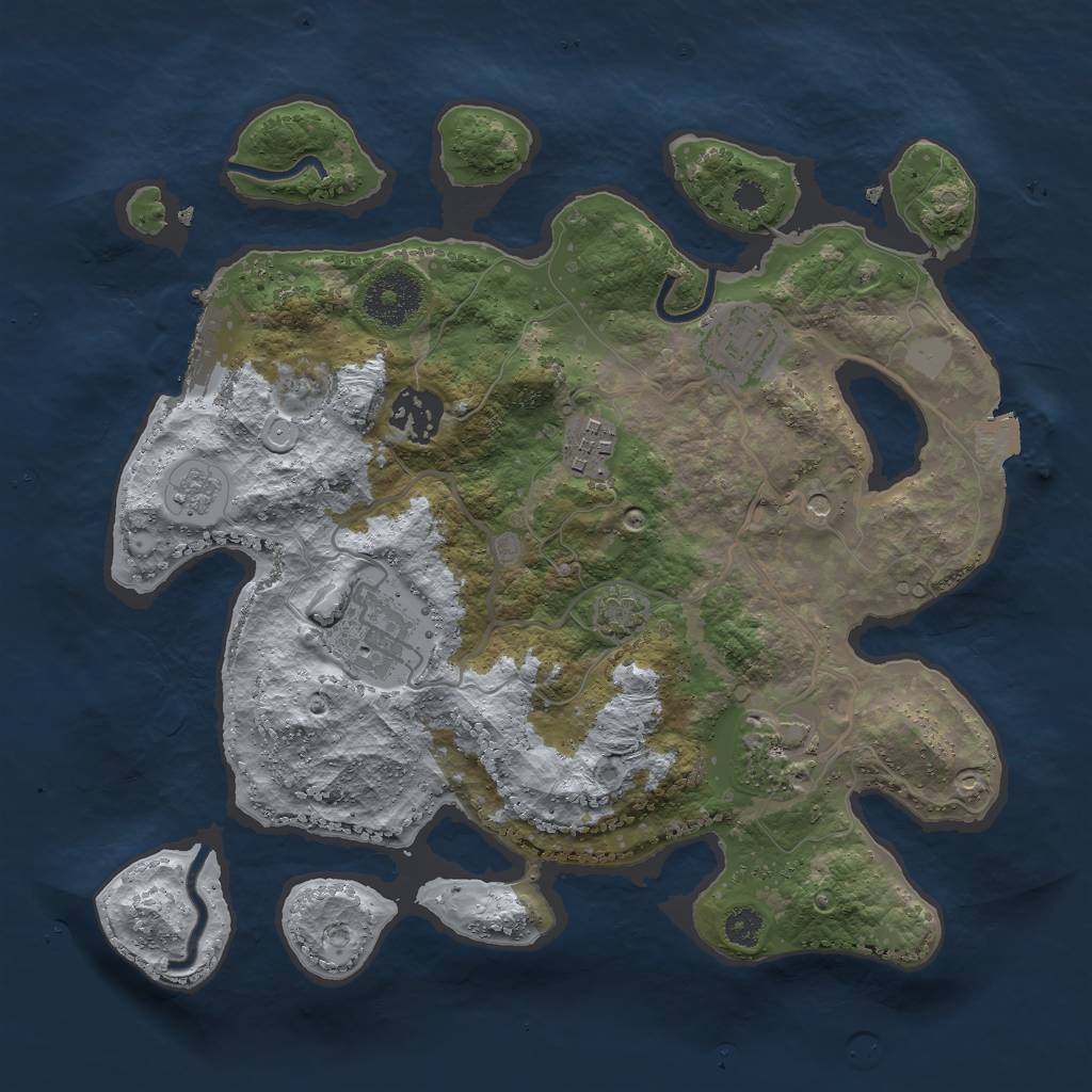 Rust Map: Procedural Map, Size: 3000, Seed: 66856, 12 Monuments