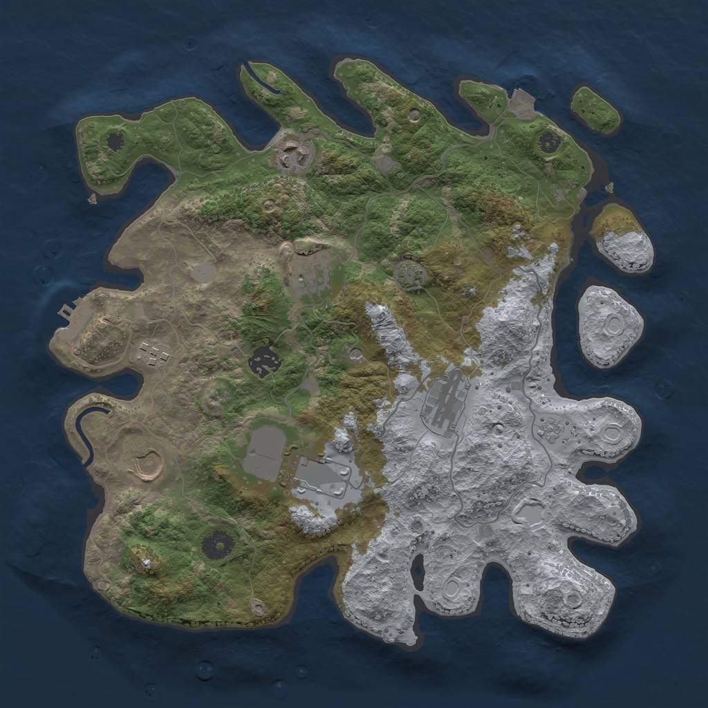 Rust Map: Procedural Map, Size: 3500, Seed: 998074, 14 Monuments