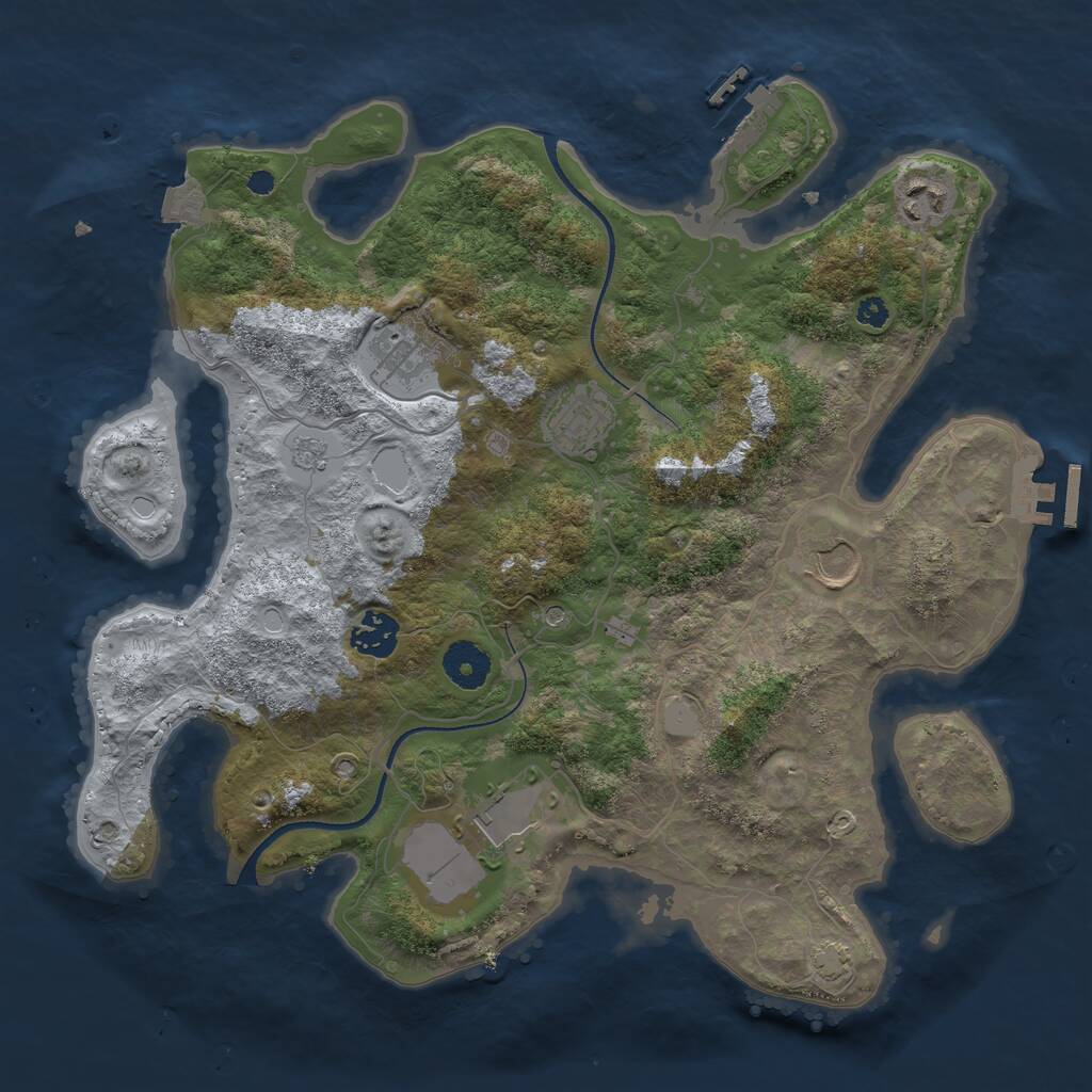 Rust Map: Procedural Map, Size: 3500, Seed: 1970127385, 12 Monuments