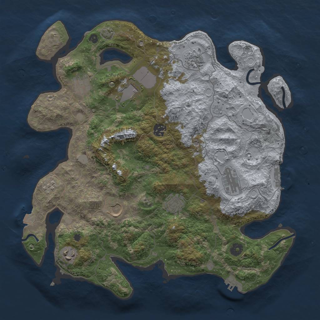 Rust Map: Procedural Map, Size: 3700, Seed: 267787851, 17 Monuments