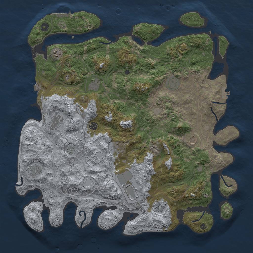 Rust Map: Procedural Map, Size: 4500, Seed: 724044985, 19 Monuments