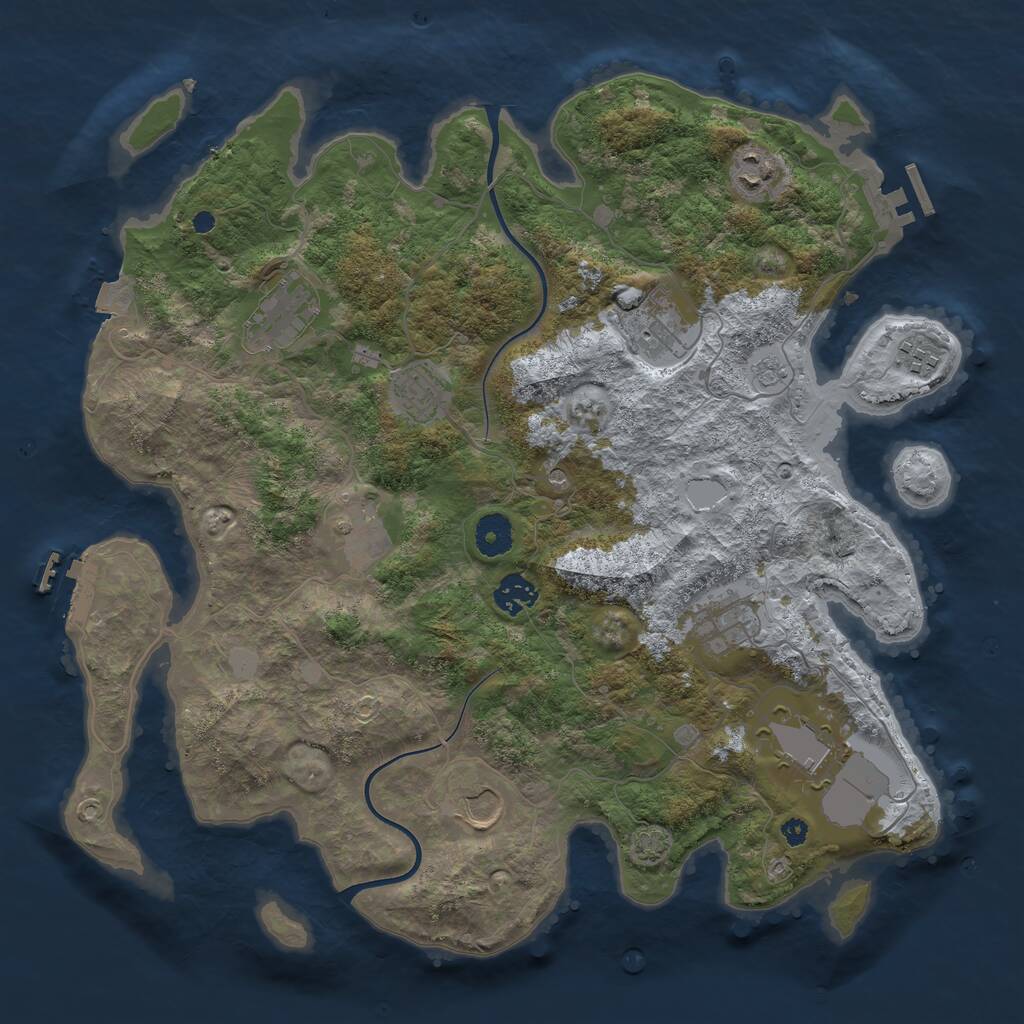 Rust Map: Procedural Map, Size: 3800, Seed: 843909760, 16 Monuments