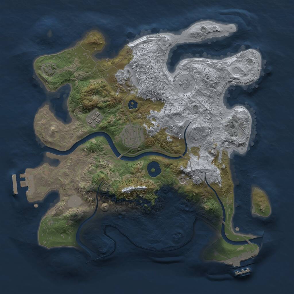 Rust Map: Procedural Map, Size: 3000, Seed: 30894, 9 Monuments