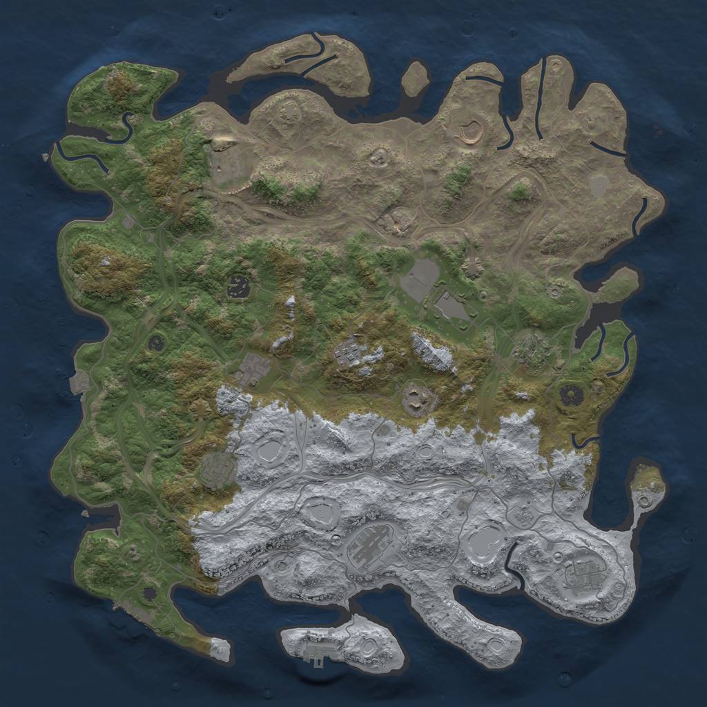 Rust Map: Procedural Map, Size: 4500, Seed: 1071725426, 19 Monuments