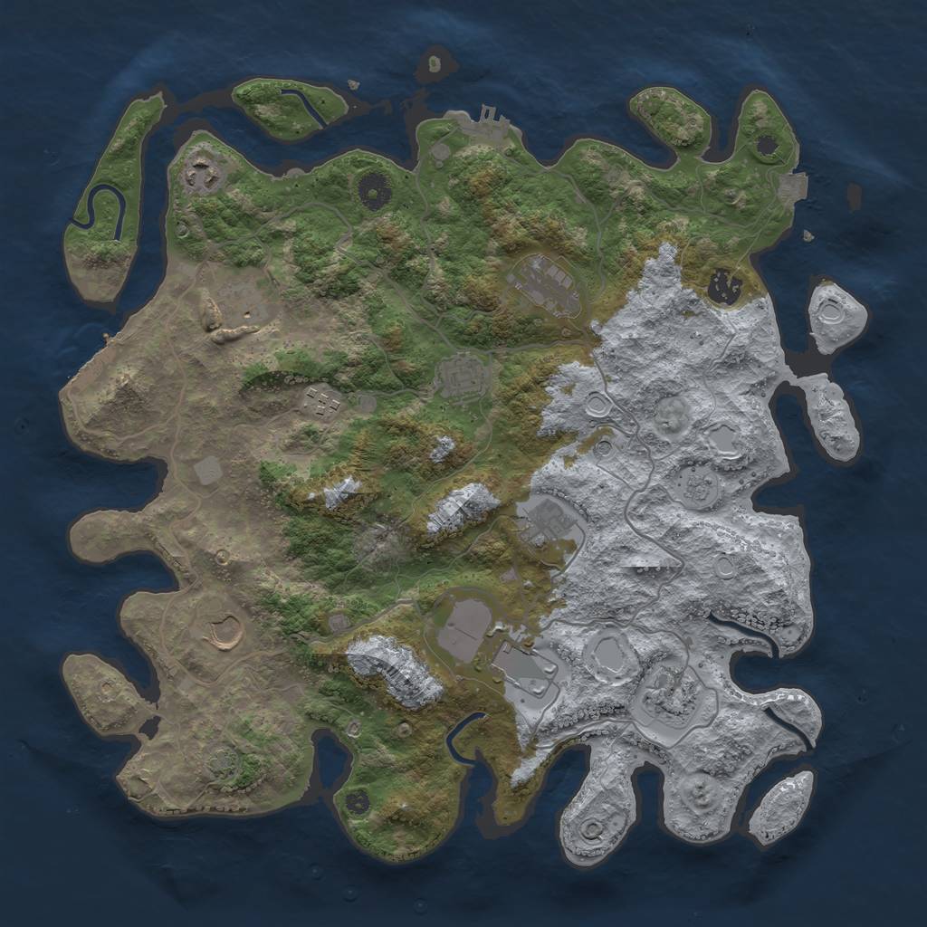 Rust Map: Procedural Map, Size: 4000, Seed: 737425245, 18 Monuments