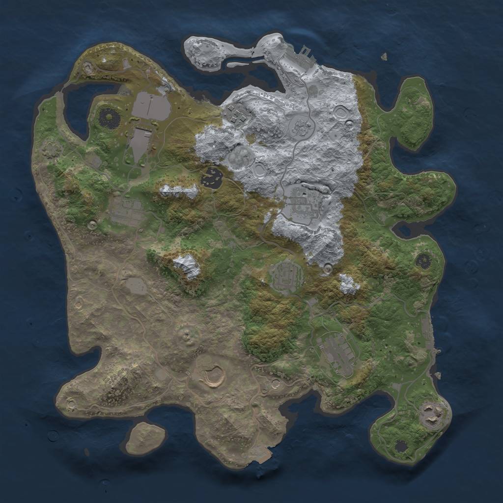 Rust Map: Procedural Map, Size: 3500, Seed: 560582287, 17 Monuments