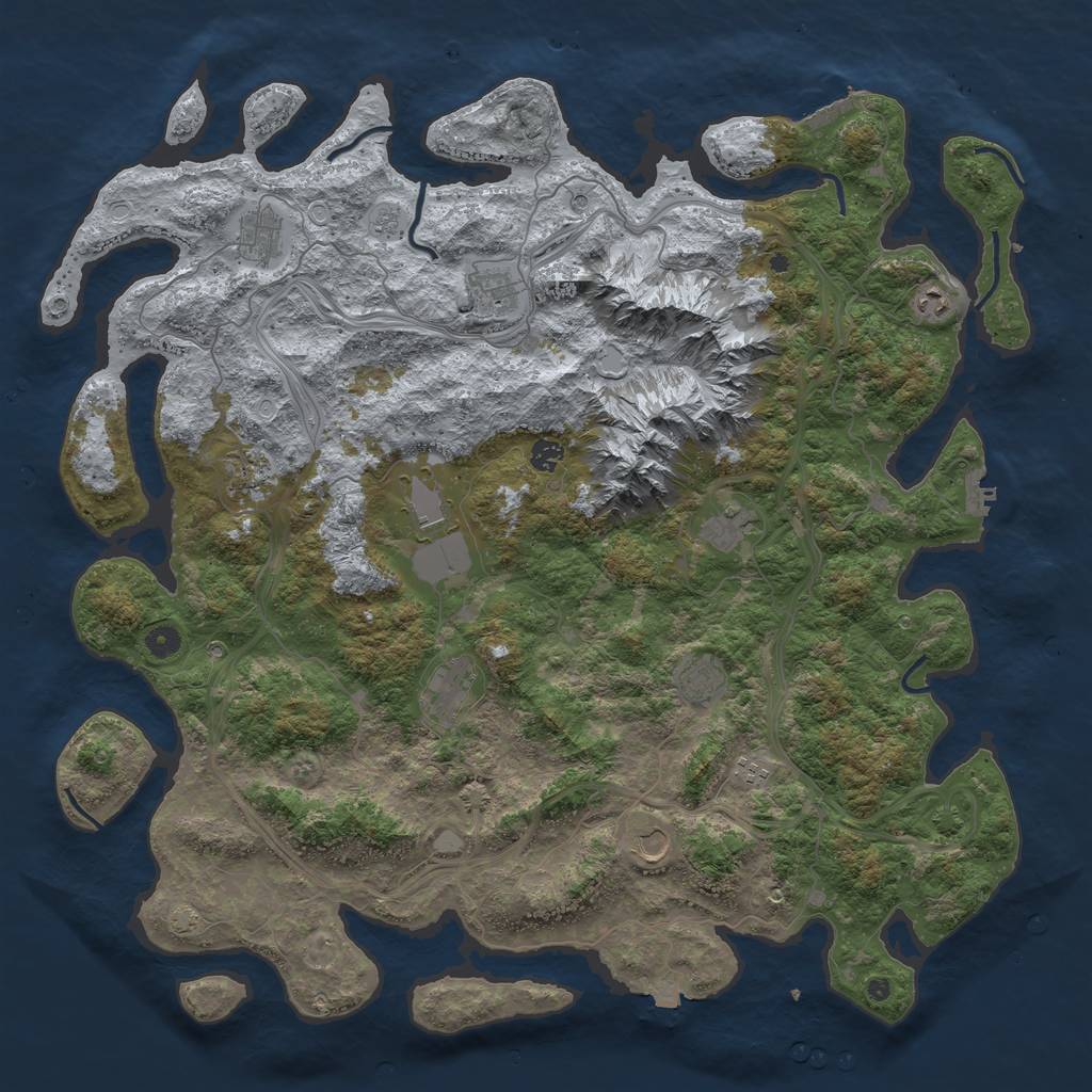 Rust Map: Procedural Map, Size: 5000, Seed: 1884555698, 19 Monuments