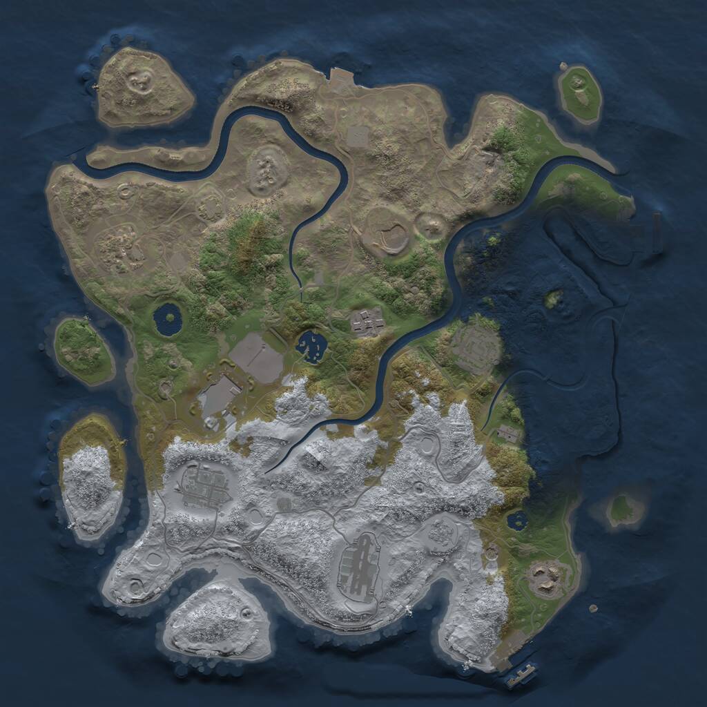 Rust Map: Procedural Map, Size: 3500, Seed: 35147, 15 Monuments