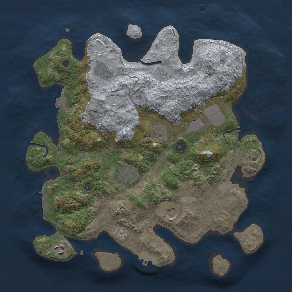 Rust Map: Procedural Map, Size: 3500, Seed: 2044005391, 15 Monuments