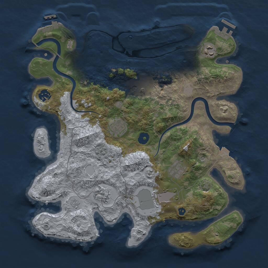 Rust Map: Procedural Map, Size: 3500, Seed: 1371055788, 14 Monuments