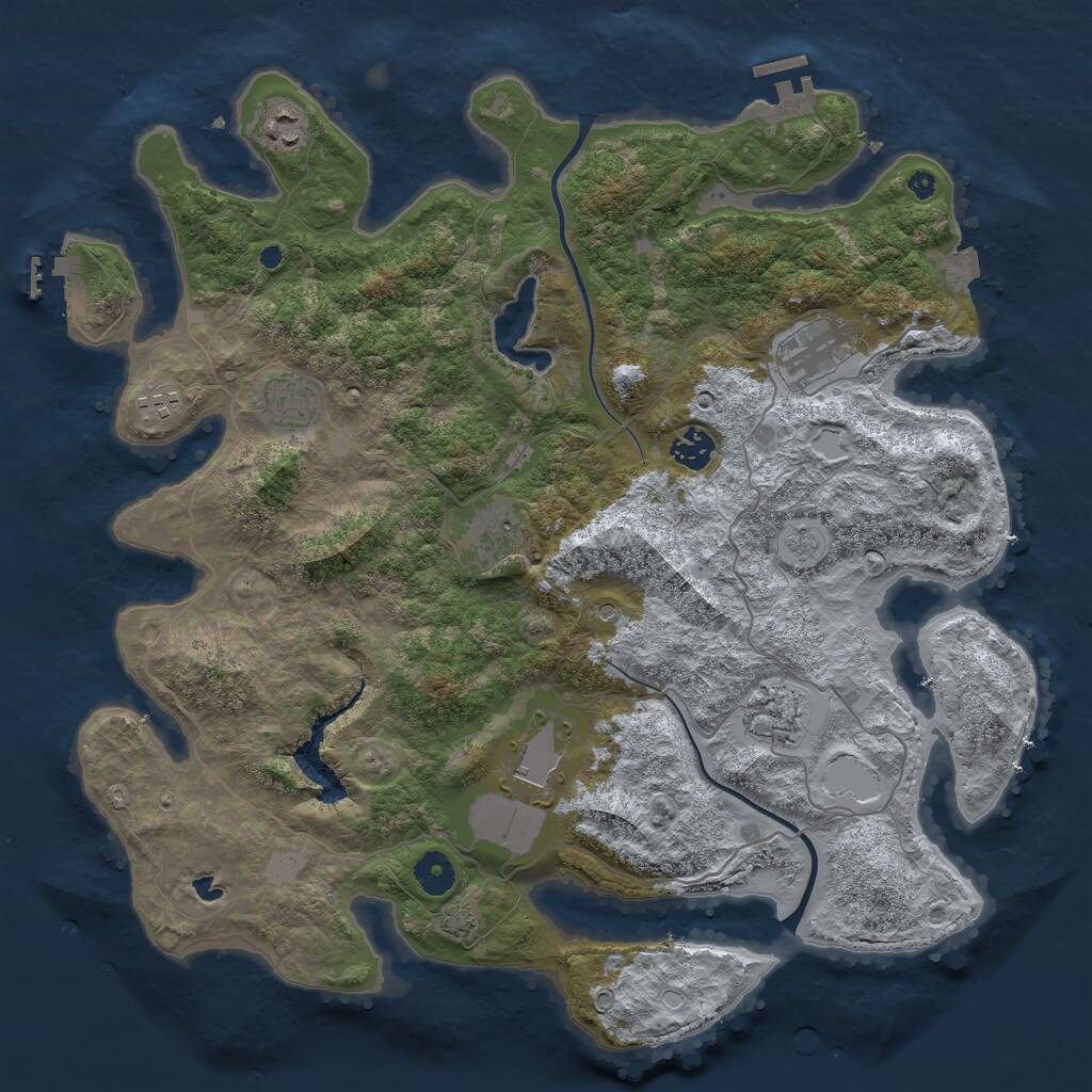 Rust Map: Procedural Map, Size: 4000, Seed: 1019222845, 14 Monuments