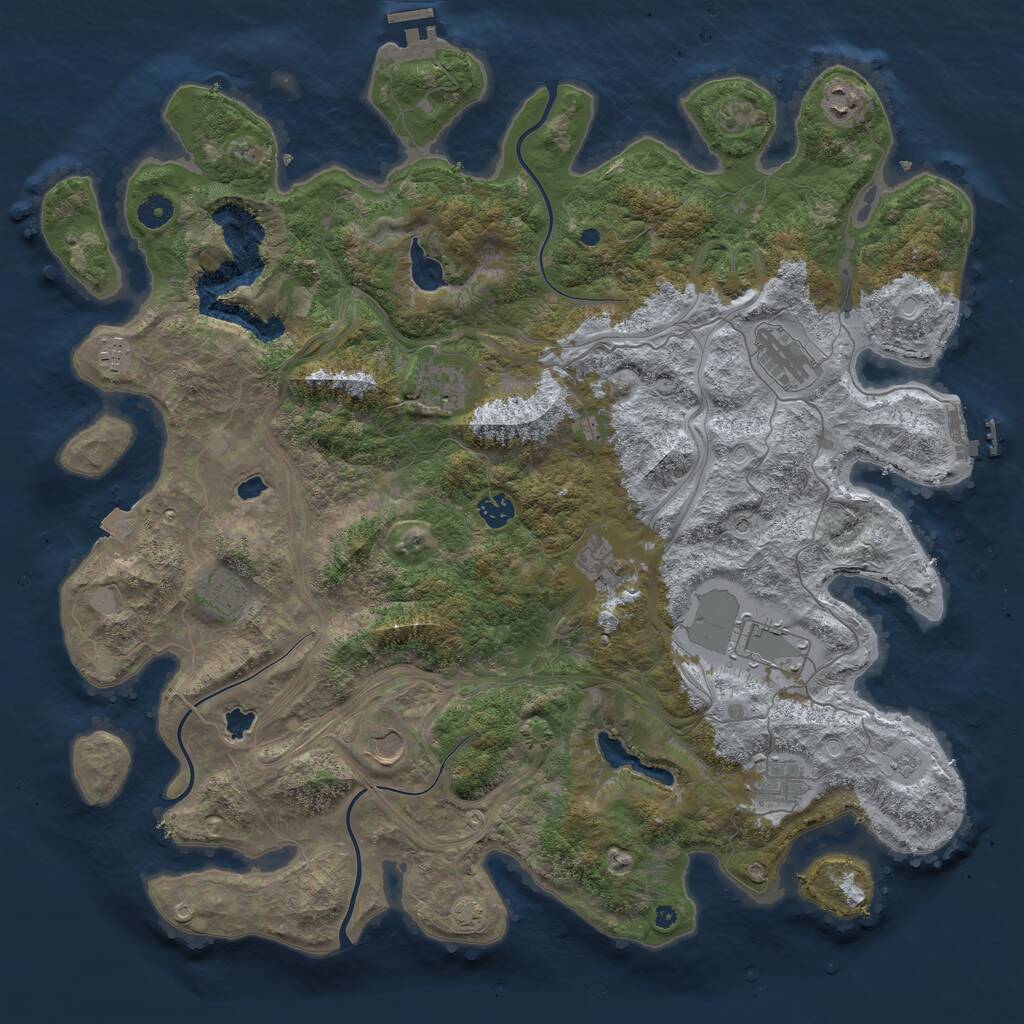 Rust Map: Procedural Map, Size: 4500, Seed: 1322836776, 16 Monuments