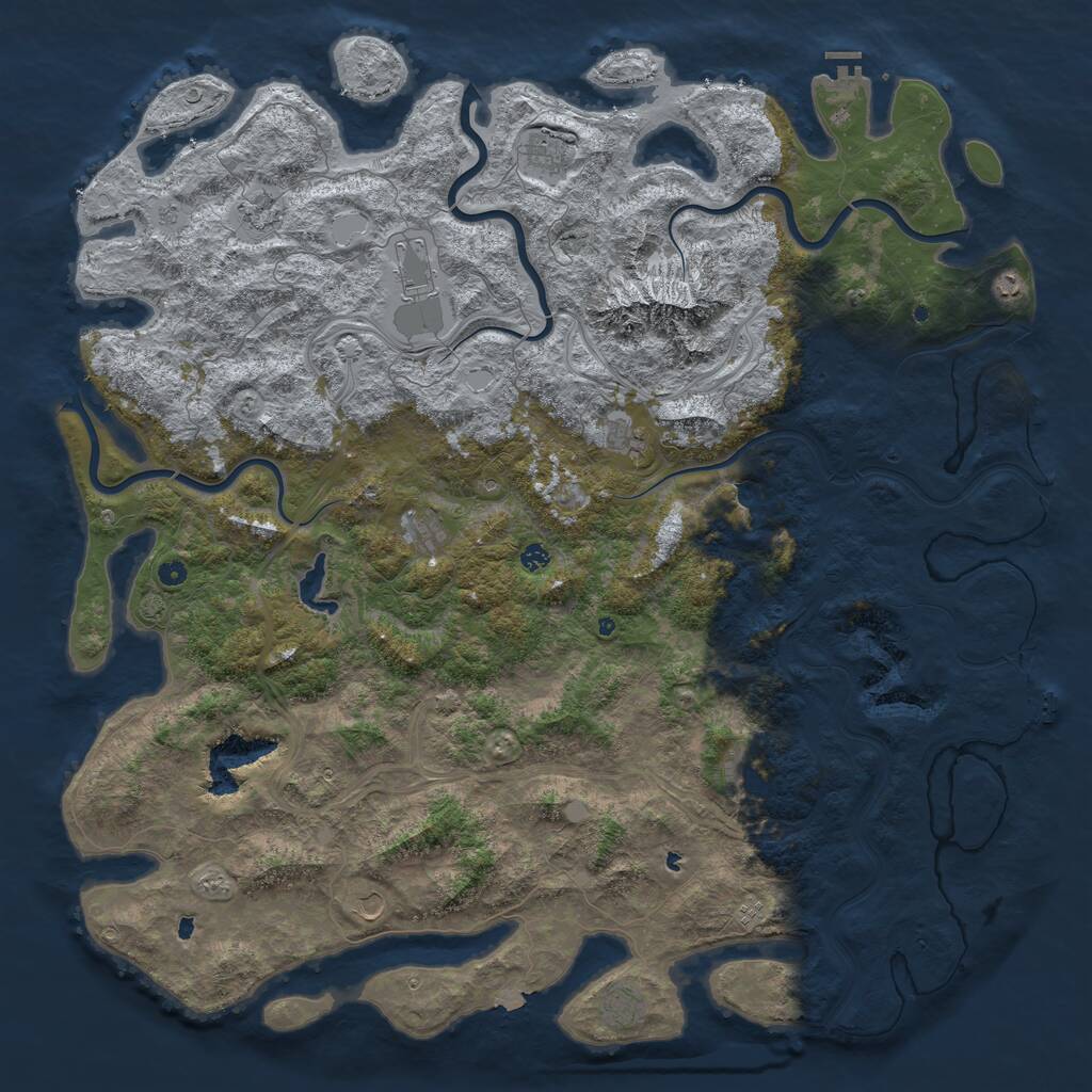 Rust Map: Procedural Map, Size: 6000, Seed: 1302516012, 17 Monuments