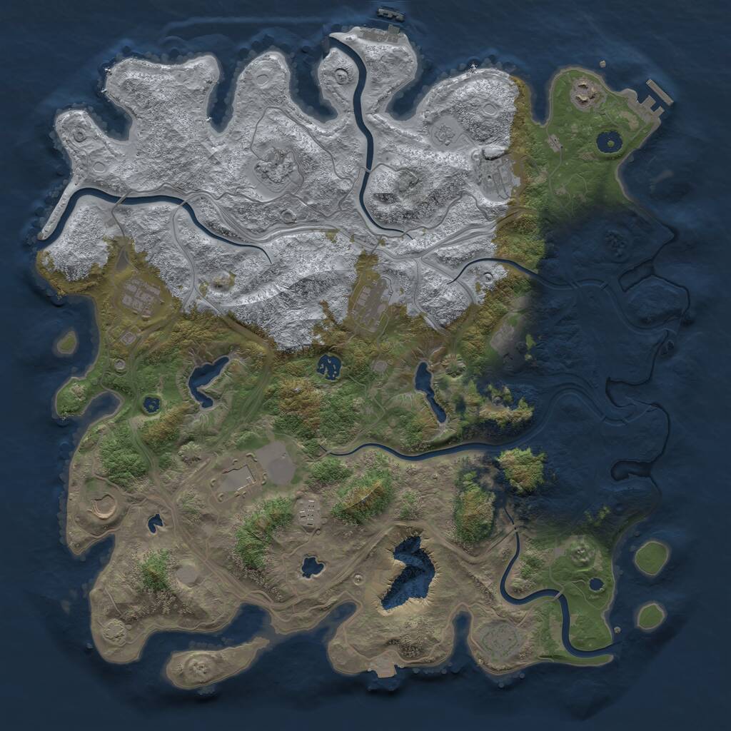 Rust Map: Procedural Map, Size: 4500, Seed: 88383760, 17 Monuments