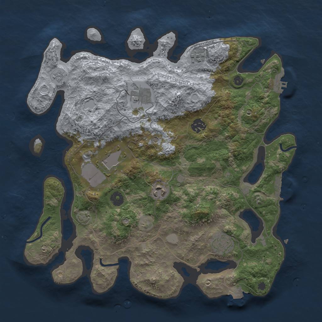 Rust Map: Procedural Map, Size: 3500, Seed: 316799627, 14 Monuments