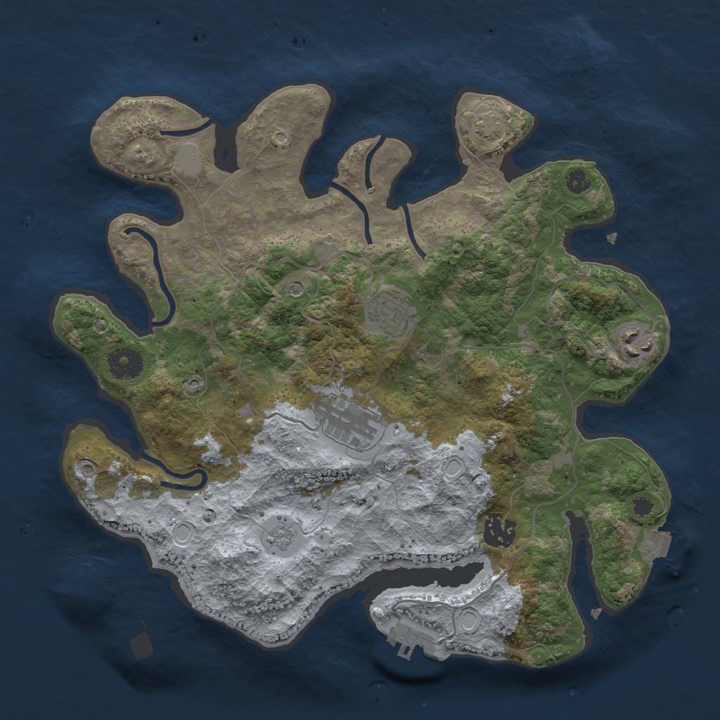 Rust Map: Procedural Map, Size: 3200, Seed: 261728997, 11 Monuments